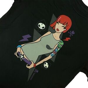 Tokidoki Skull Spades Red Head Edgy Girl Lightning Bolt Shirt Men Large Tee NWT